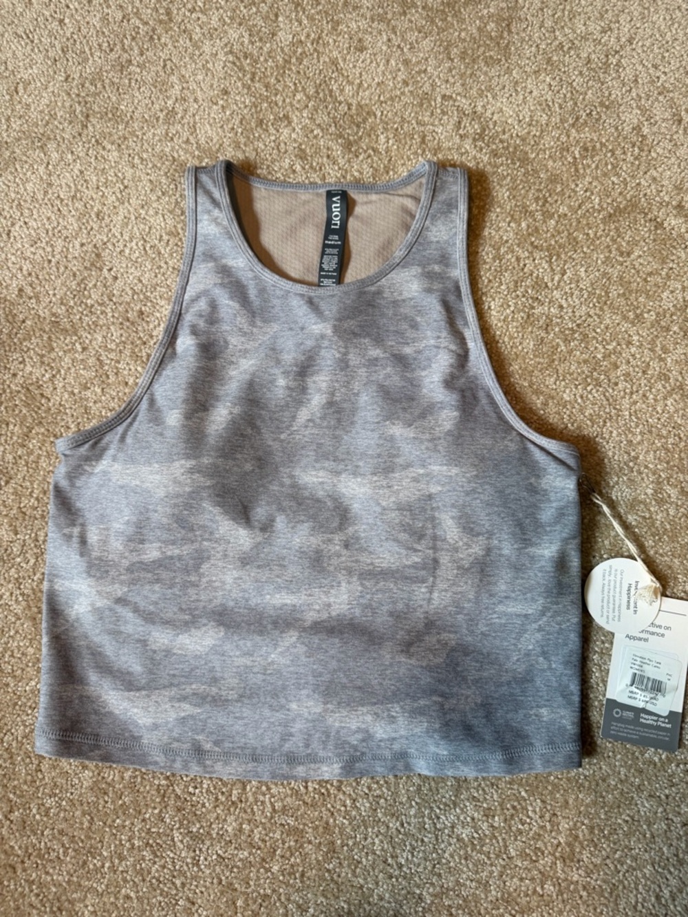 Vuori Heathered Light Gray Cropped Tank - Women